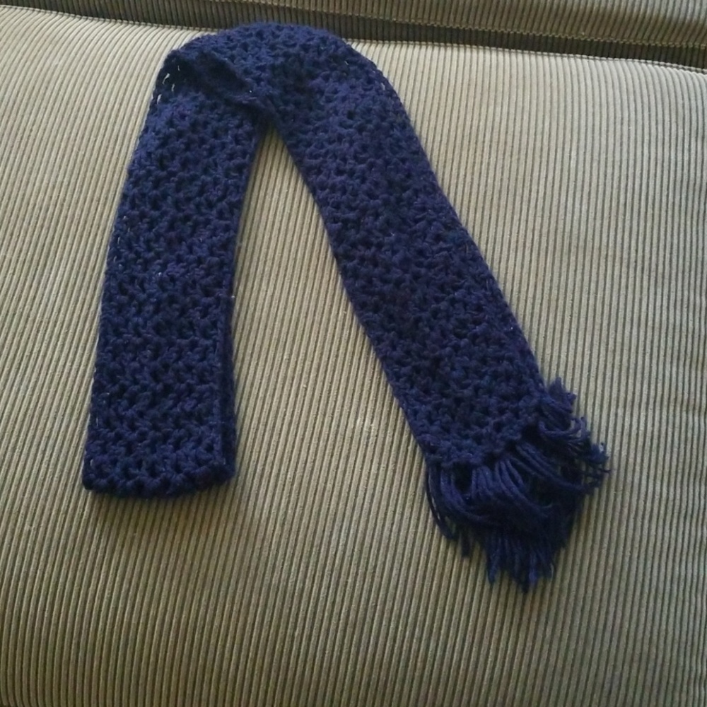Navy Hand Crocheted Scarf